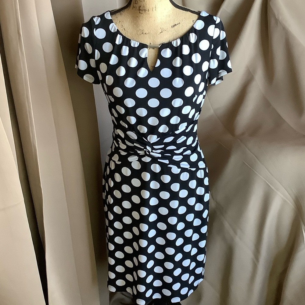J.B.S. Black and White Polka Dot Midi Dress